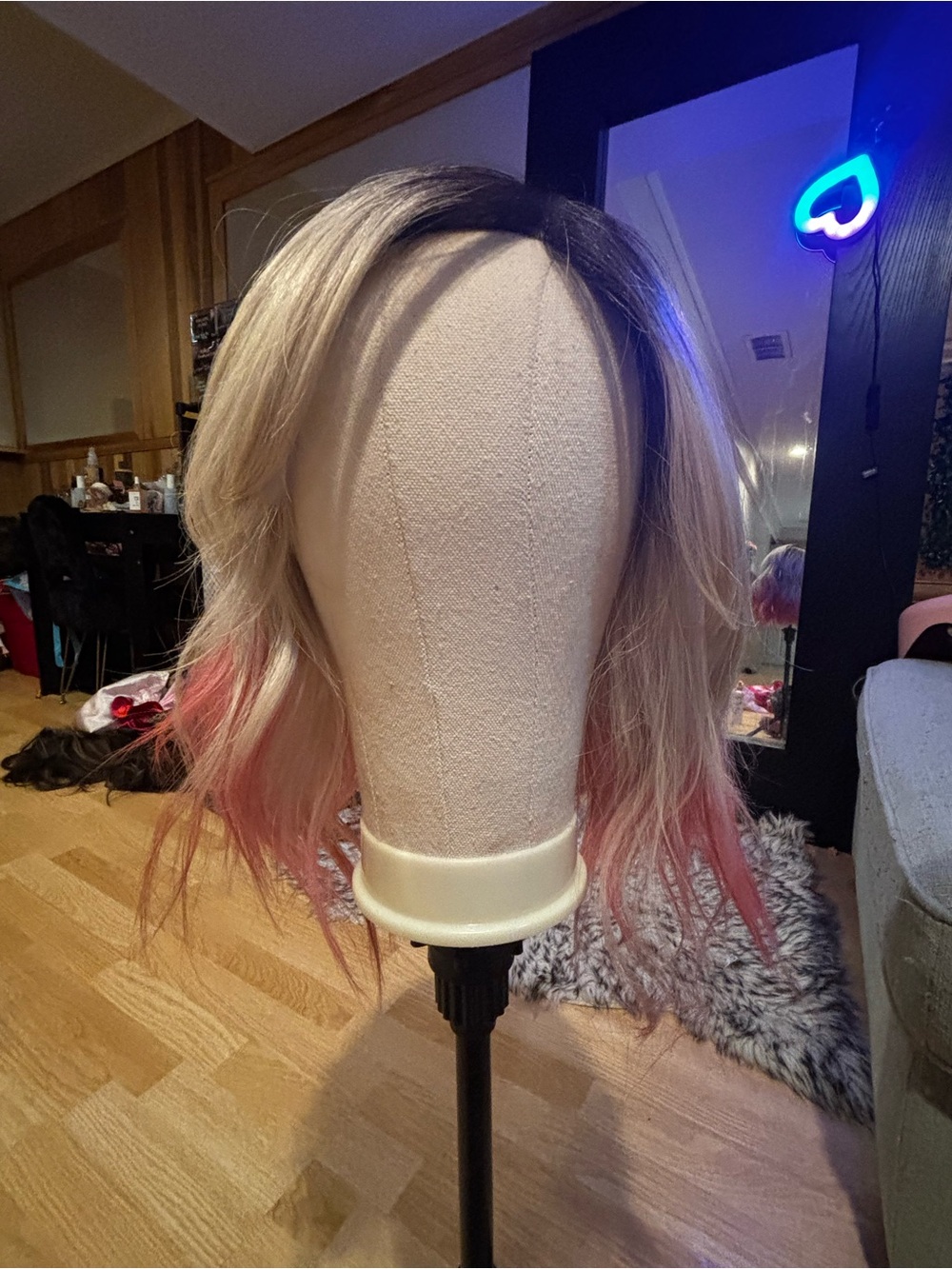 CSC Luxury Blonde Ombre Lace Front Wig with Pink Tips - Natural Wave